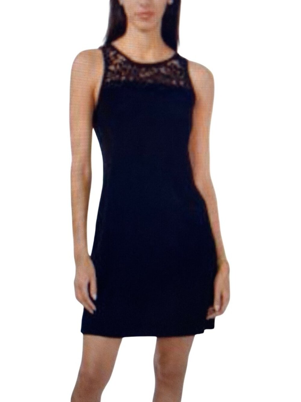 MSK WOMENS LACE-TRIM SHIFT DRESS BLACK 001 Large NWT